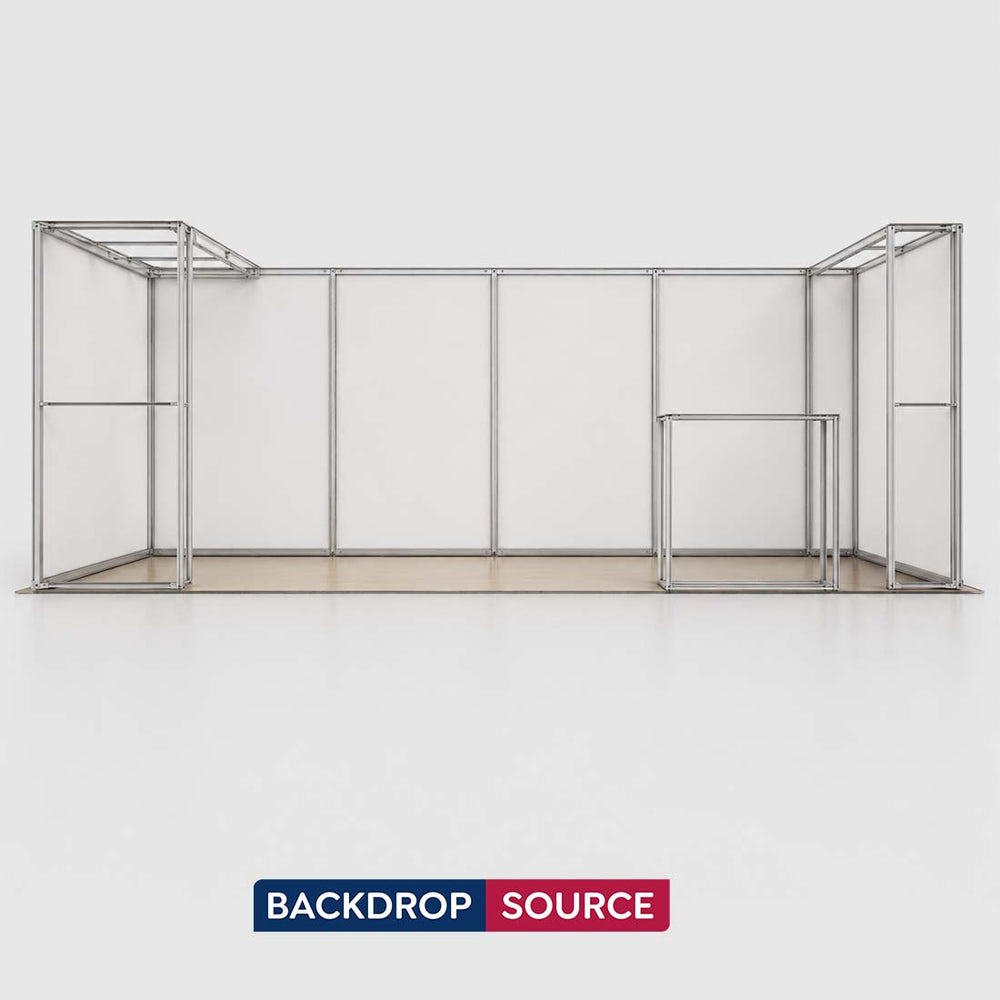 10x20 3D Media Wall Booth Kit with L-Shape Corner & Counter