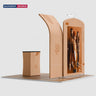 10x10 Booth Kit with Curved Wall & Sloped Arch, Counter & TV