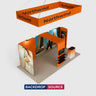 10x20 Magnetic Booth Kit with L-Shape TV Tower & Hanging Banner