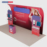 20x10 Booth Kit with Curved Towers, Shelving & Hanging Sign