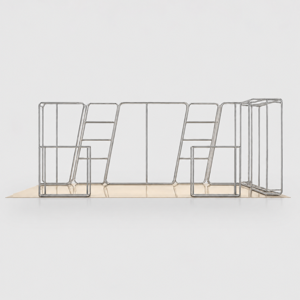 10x20 3D Trapezoid Wall Booth Kit with Shelving & 2 Counters