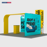 20x20 Booth Kit with Tension Walls, Cubic Tower & TV Arch