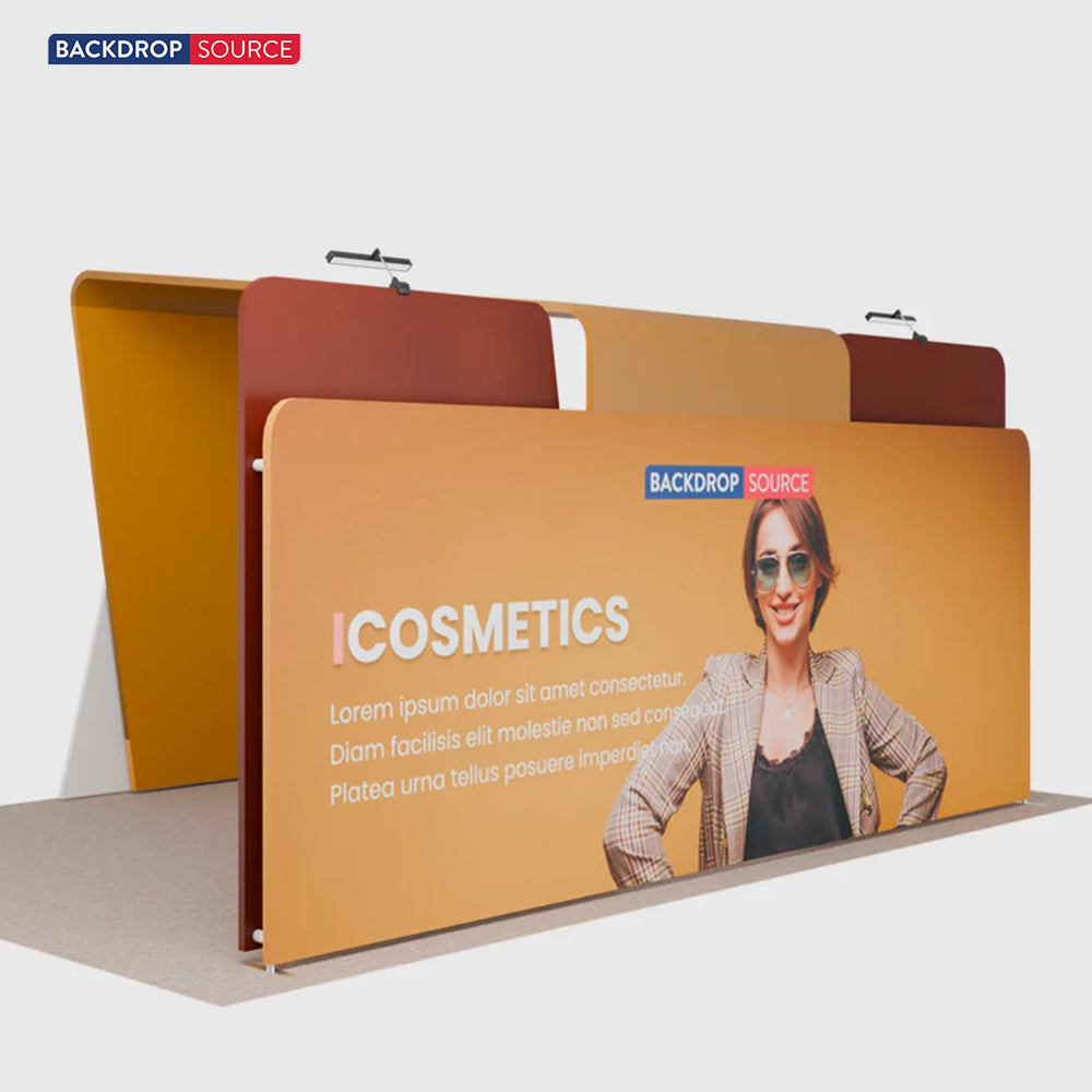 20x10 Booth Kit with 20ft Backwall, Overlap Stands & Arch