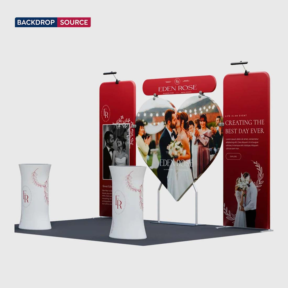 10x10 Booth Kit with Heart-Shape Backdrop & 2 Oval Counters