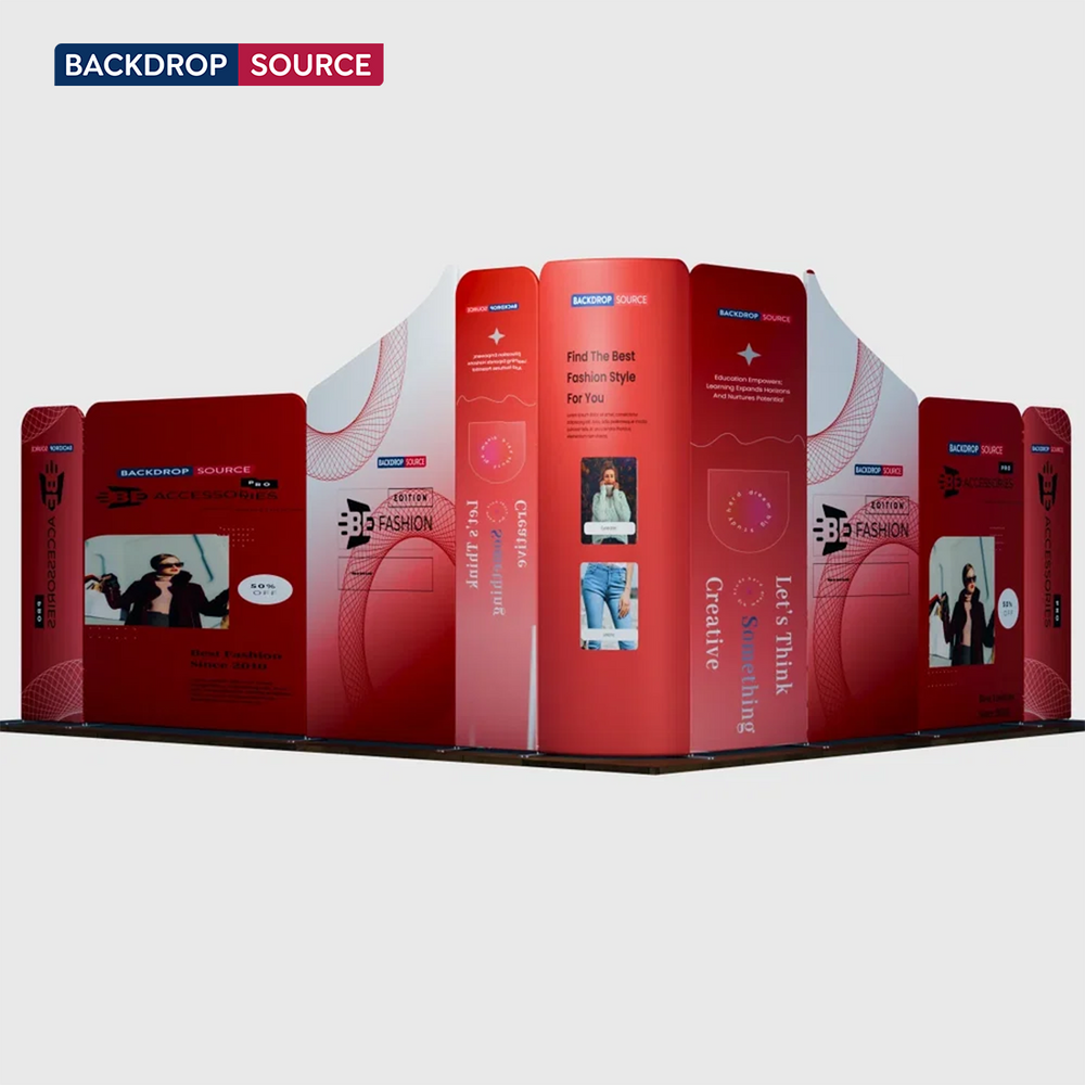 13x13 Magnetic Fabric Booth Wall with 9 Mixed Panels