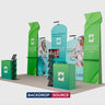 10x20 Booth Kit with Inclined Walls, 3D Shelf Stands & 2 Counters
