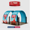 10x20 Round Arch Booth Kit with 2 TV Mounts & Hanging Sign