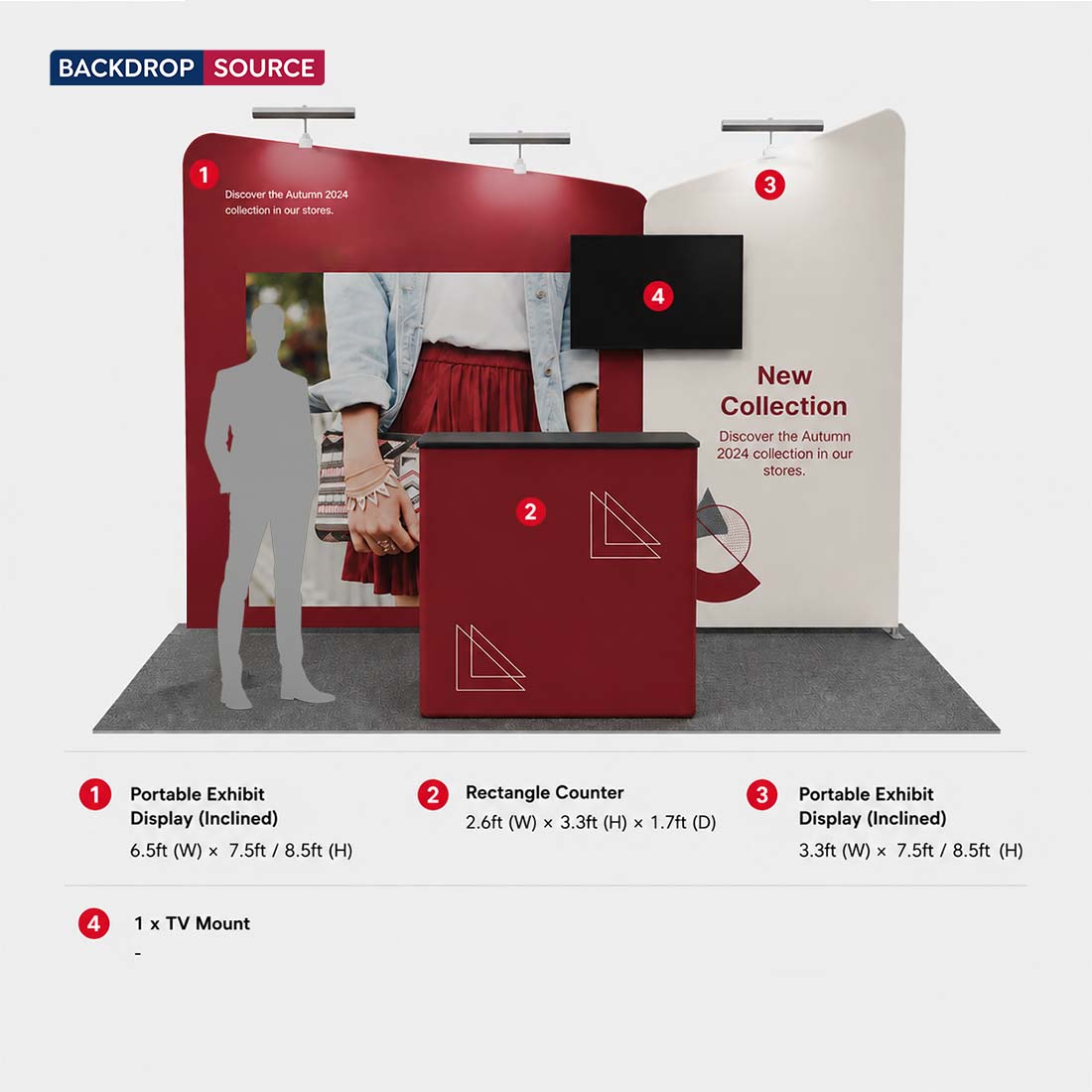Inclined Exhibition Kit for 10ft Wide Booths