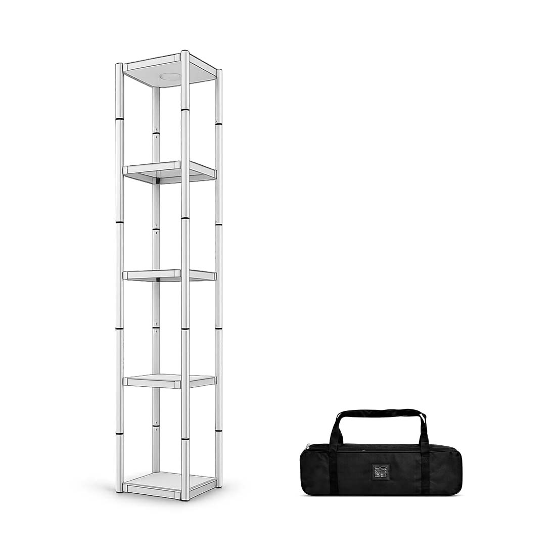 Square Portable Aluminum Spiral Tower Display - 5 Layer Shelves