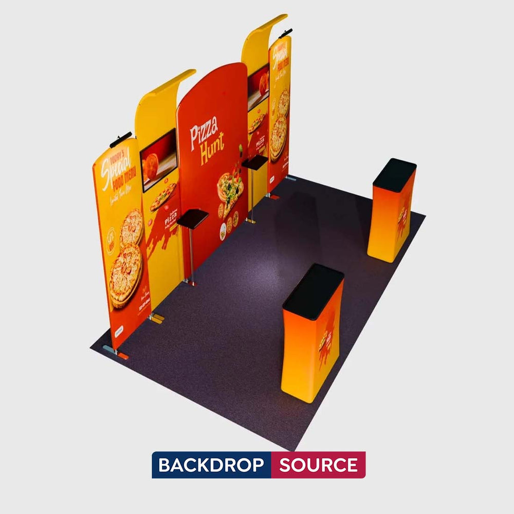 10x20 Booth Kit with Slanted Arches, Curved Walls & 2 Counters