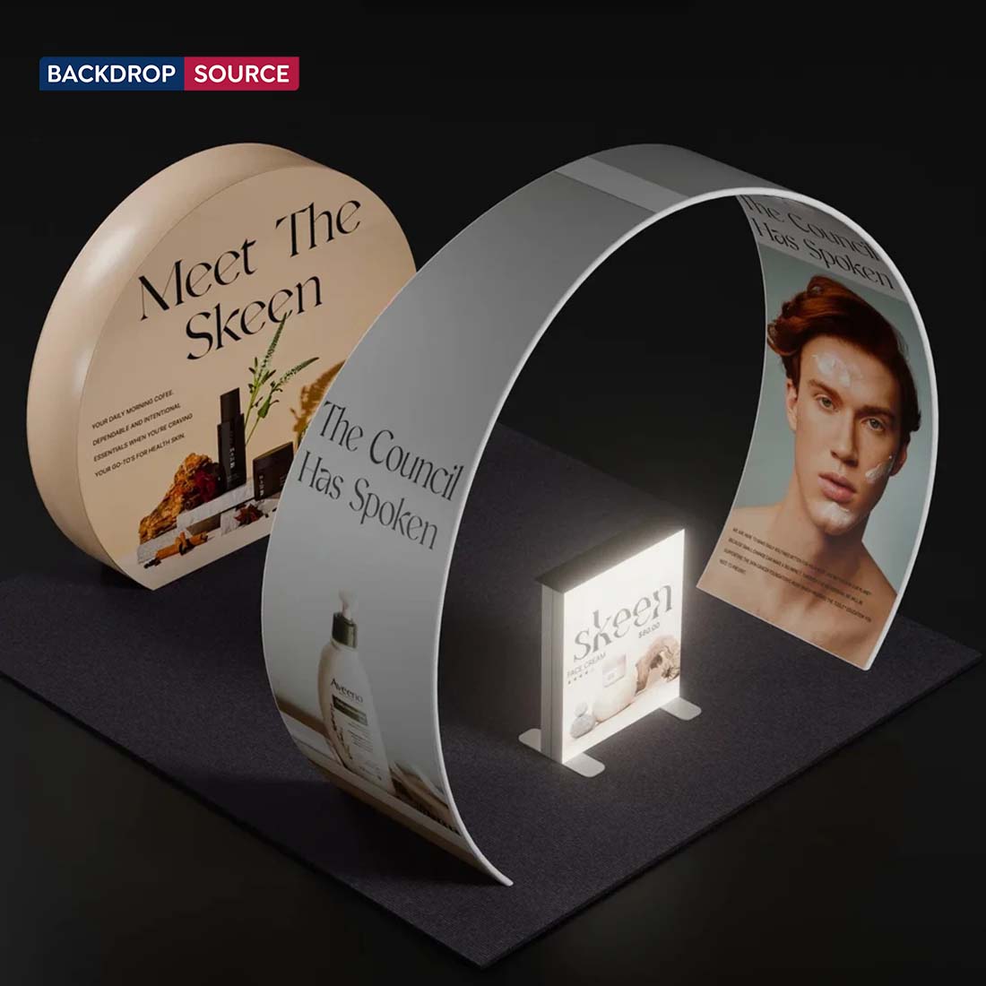 10x10 Tapered Arch Booth Kit with 3D Moon Backdrop & Lightbox
