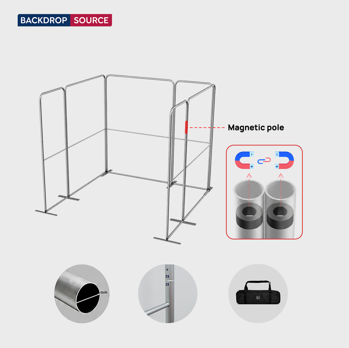 10x10 Magnetic Fabric Booth Wall with 6 Straight Panels
