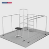 20x20 Booth Kit with Tension Walls, Cubic Tower & TV Arch