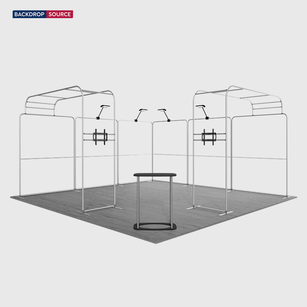 20x20 Magnetic Booth Kit with 2 TV Displays & Counter