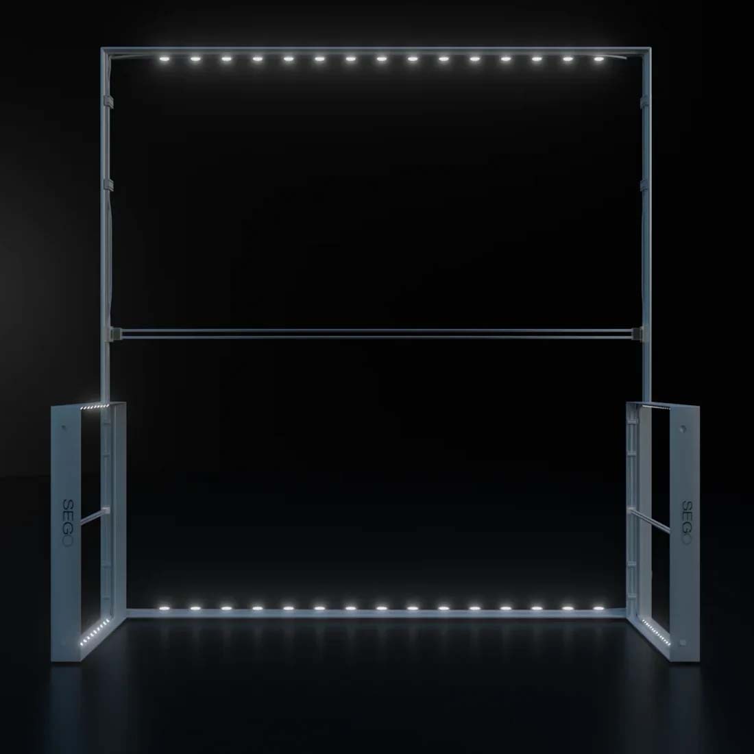 10x10 Backlit SEGO Three-Wall Booth Kit with 2 Sidewalls