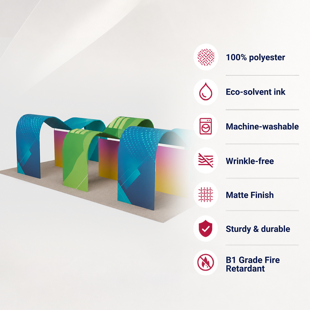 30x20 Wave Arch Booth Kit with TV Mounts & Fabric Walls
