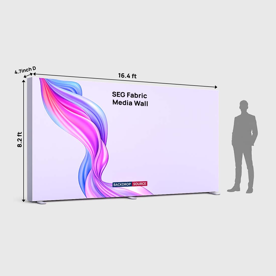 Panneau mural multimédia en tissu SEG 5 m (16,4 pi) de largeur x 2,5 m (8,2 pi) de hauteur 