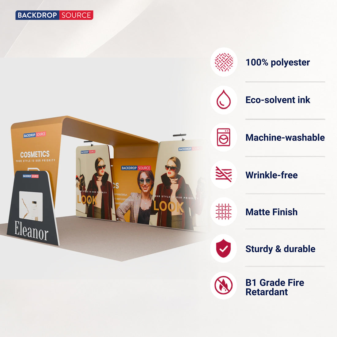 20x10 Booth Kit with 20ft Backwall, Overlap Stands & Arch