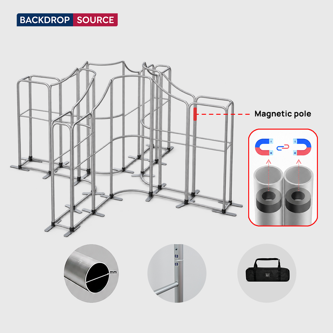 16.4x16.4 Magnetic Fabric Booth Wall with Curved & Slope Panels