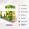 30x20 Island Booth Kit with Hexagon Lounge Shelving & 4 Counters