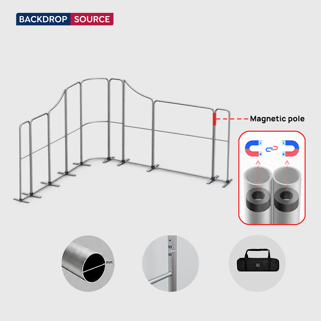 13x13 Magnetic Fabric Booth Wall with 9 Mixed Panels