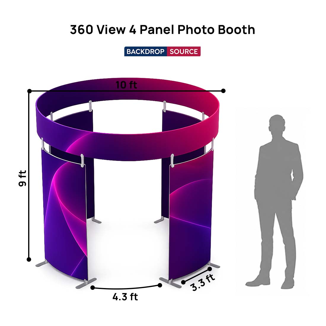 Cabine photo panoramique à 4 panneaux avec vue à 360° 