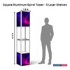 Square Portable Aluminum Spiral Tower Display - 5 Layer Shelves