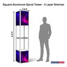 Présentoir tour spiralée portable carré en aluminium - 5 étagères 