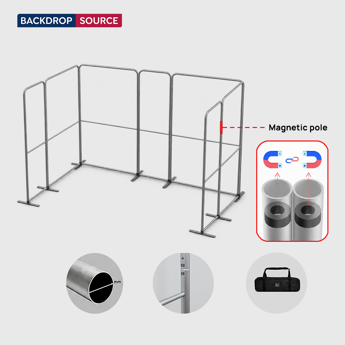 16.4x10 Magnetic Fabric Booth Wall with 7 Panels