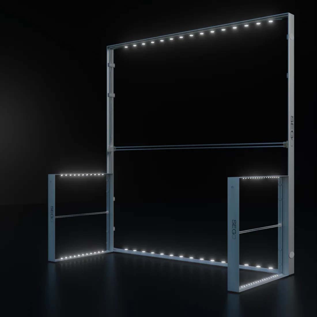 10x10 Backlit SEGO Three-Wall Booth Kit with 2 Sidewalls