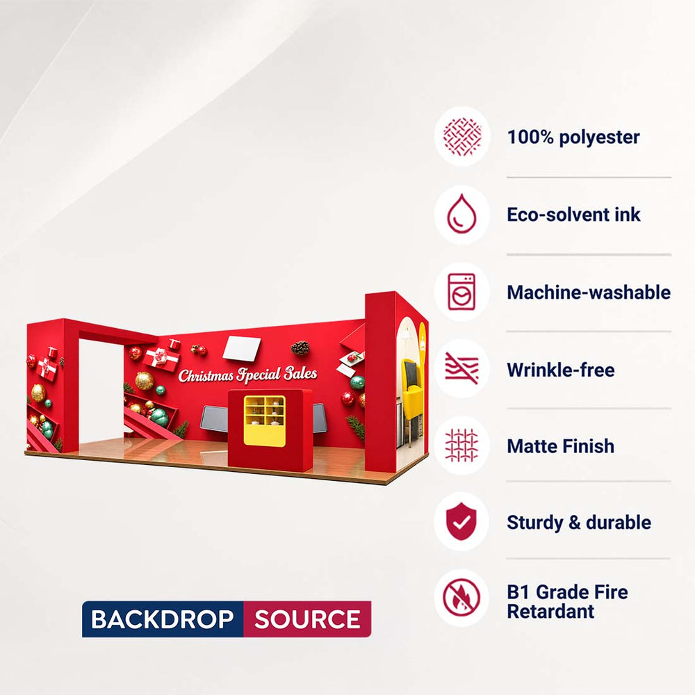 10x20 3D Media Wall Booth Kit with L-Shape Corner & Counter