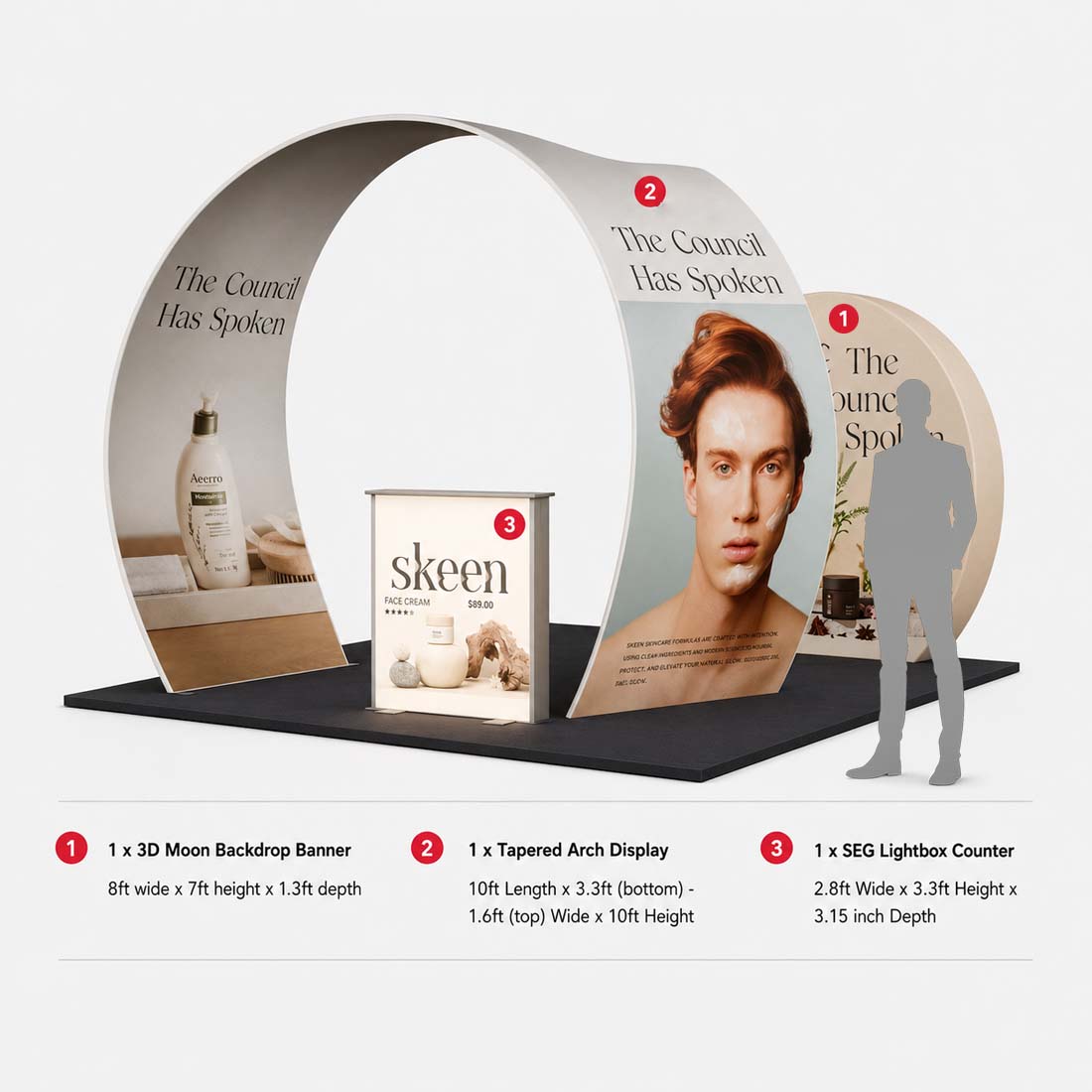 10x10 Tapered Arch Booth Kit with 3D Moon Backdrop & Lightbox