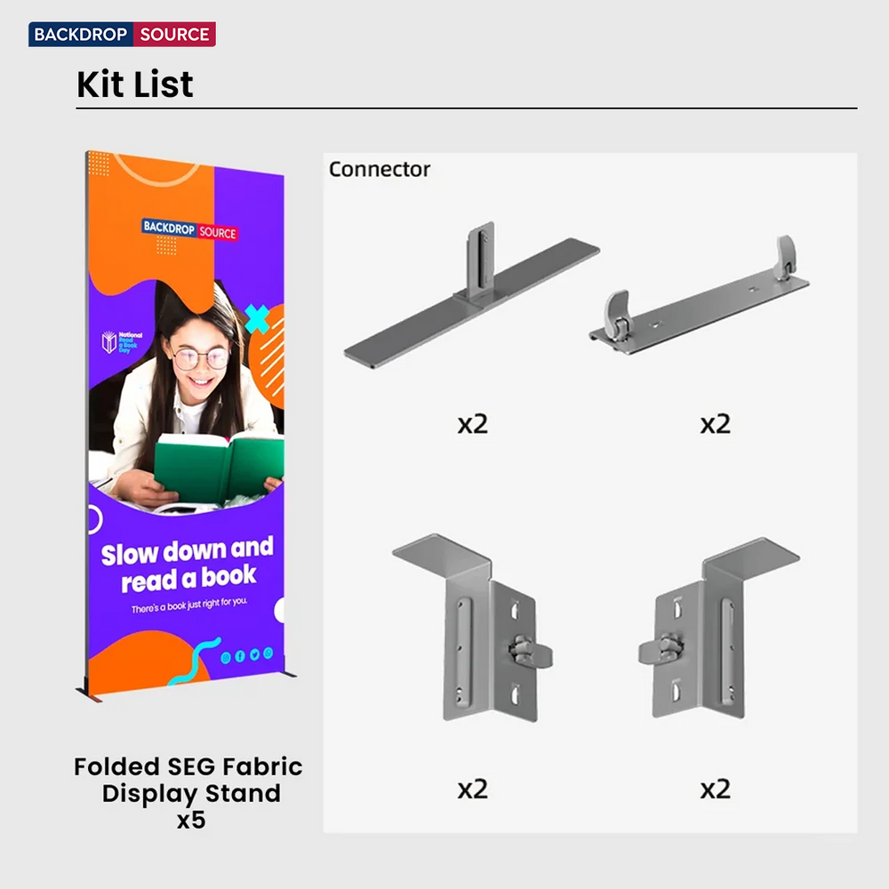 10ft Folding SEG Backwall Kit with L-Arch Front & Top