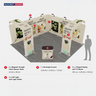 20x20 Magnetic Booth Kit with 2 TV Displays & Counter