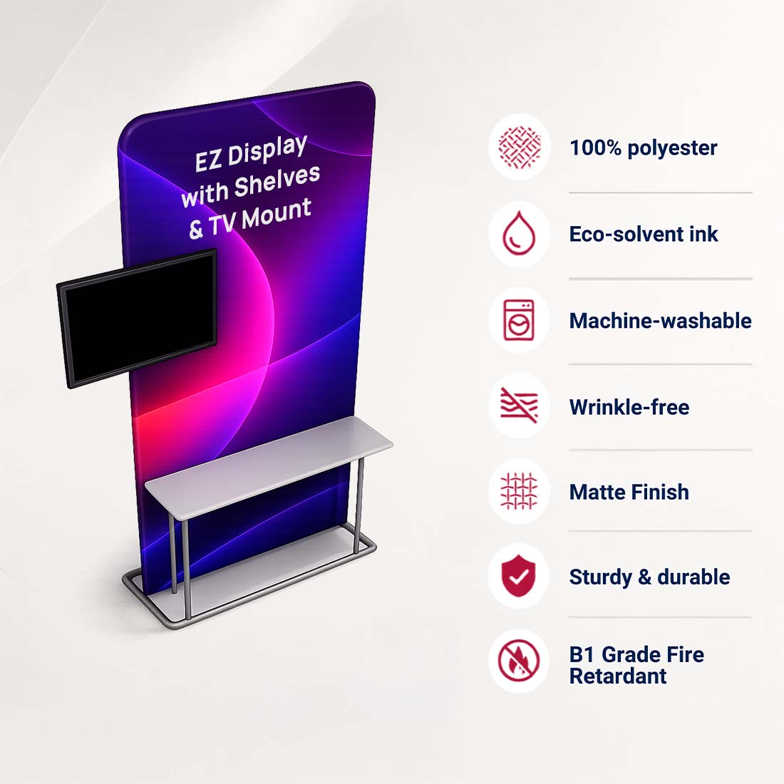 Support EZ Display avec étagères et fixation pour téléviseur 