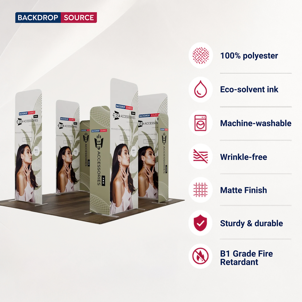 10x10 Magnetic Fabric Booth Wall with 8 Panels