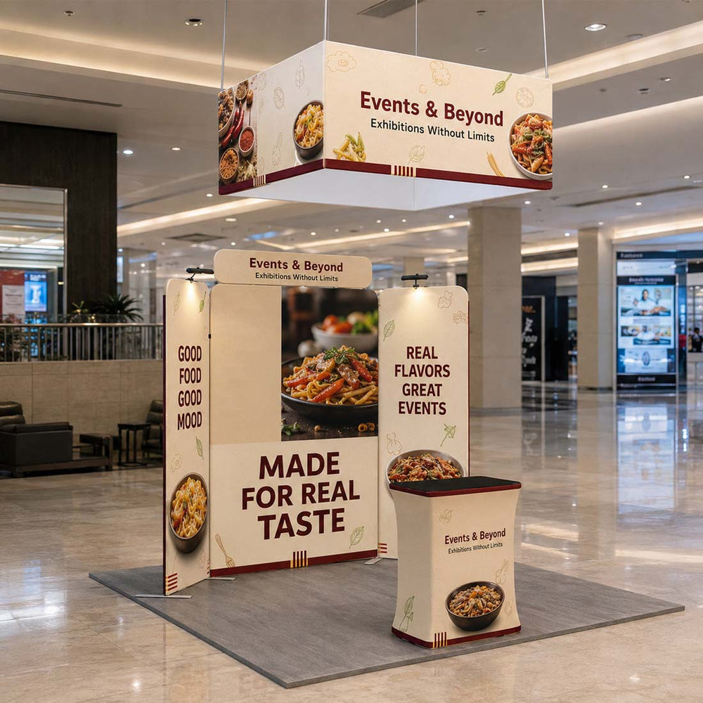 10x10 Magnetic Booth Kit with Hanging Banner & Counter