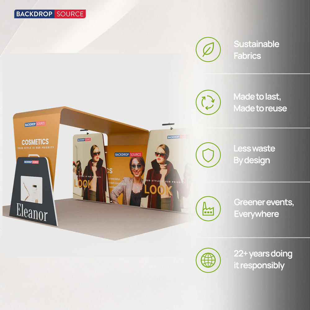 20x10 Booth Kit with 20ft Backwall, Overlap Stands & Arch