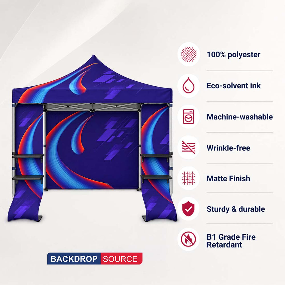 10ft x 10ft Fabric Canopy Kit with Waterfall Shelves & TV Mounts