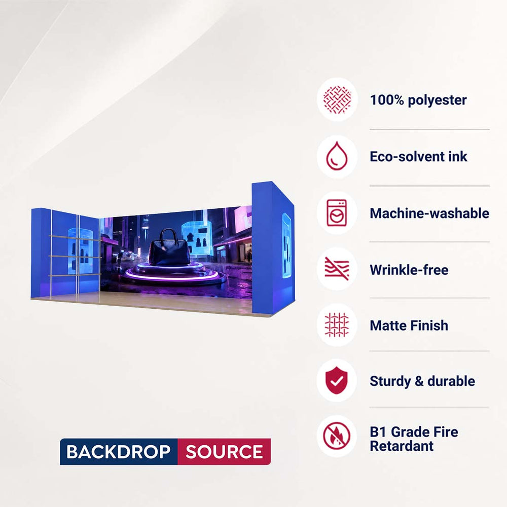 10x20 3D Media Wall Booth Kit with 12 Display Shelves