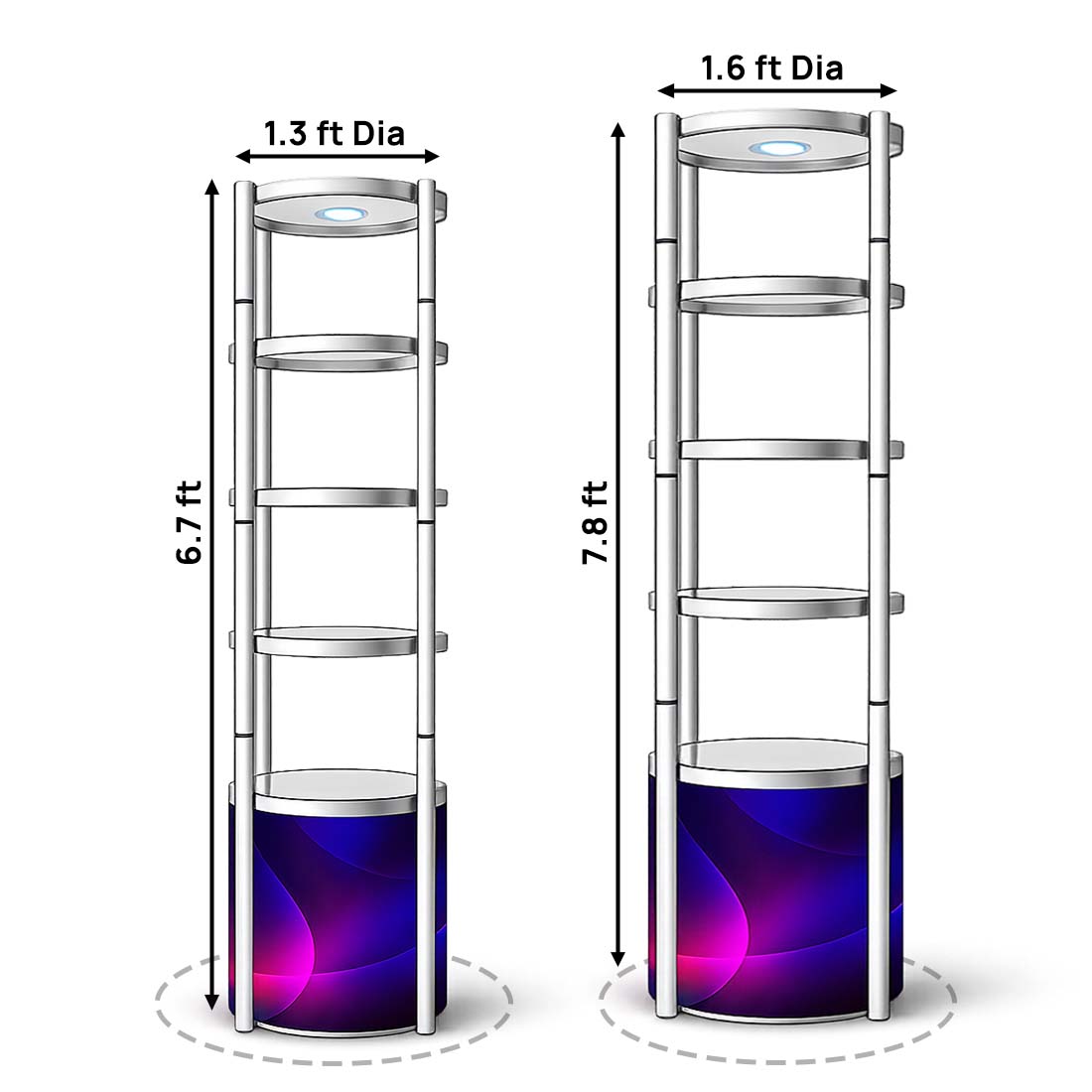 Exhibition Display Showcase with 5-Layer Shelves