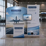10x10 Booth Kit with Curved Wall & Sloped Arch, Counter & TV