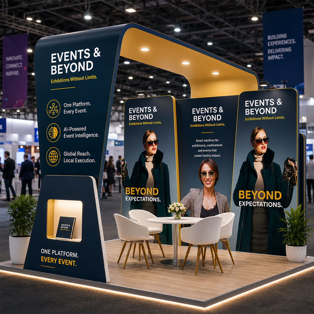 20x10 Booth Kit with 20ft Backwall, Overlap Stands & Arch