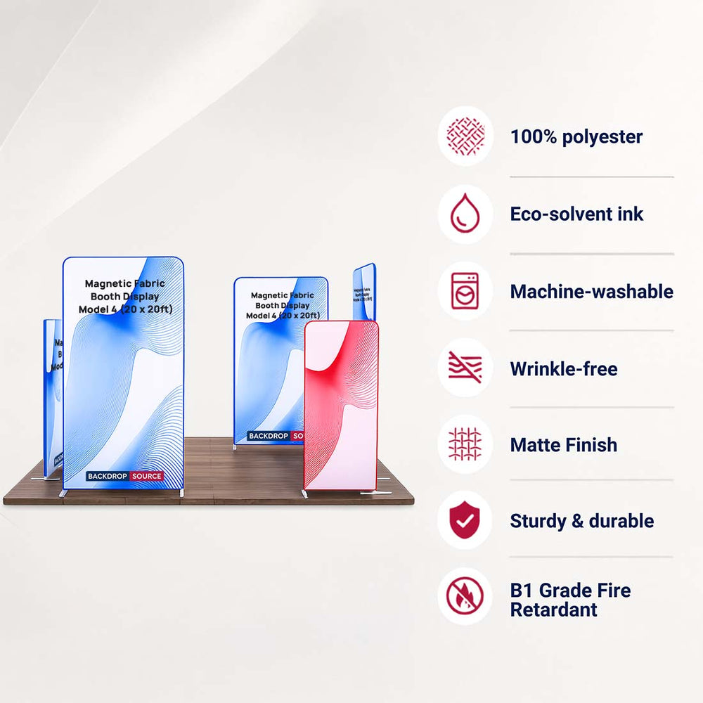20x20 Magnetic Fabric Booth Wall with 8 Straight Panels
