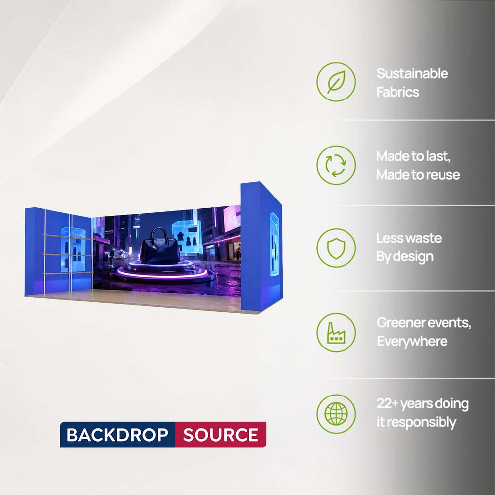 10x20 3D Media Wall Booth Kit with 12 Display Shelves