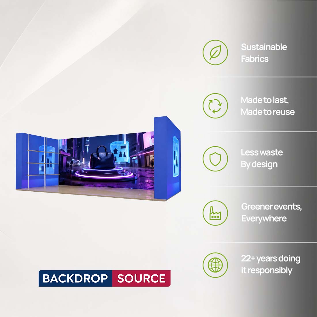 10x20 3D Media Wall Booth Kit with 12 Display Shelves