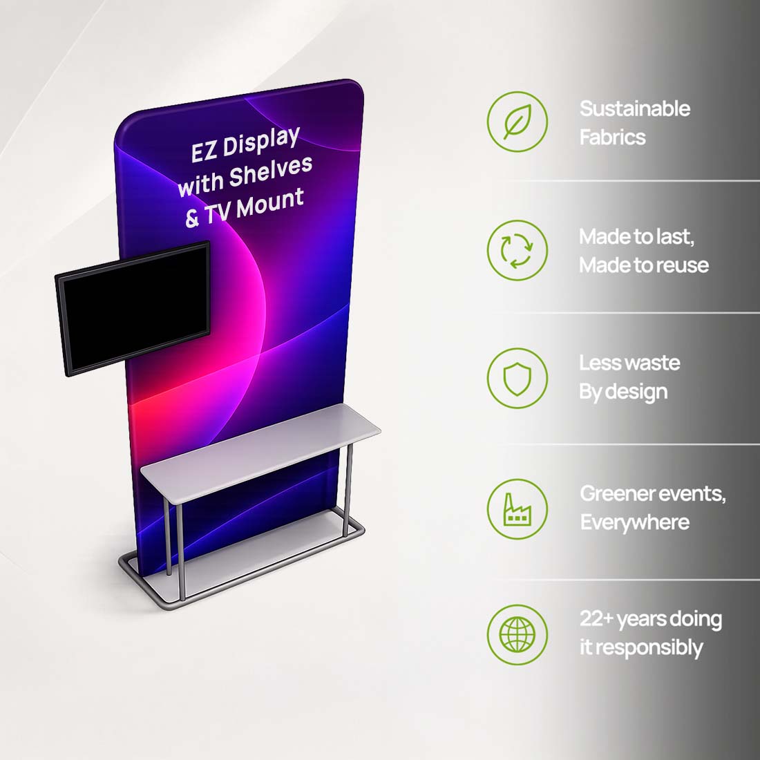 Support EZ Display avec étagères et fixation pour téléviseur 