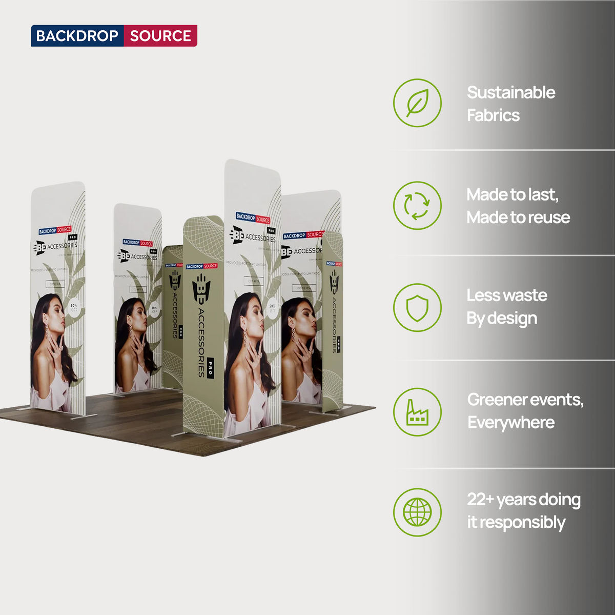 10x10 Magnetic Fabric Booth Wall with 8 Panels