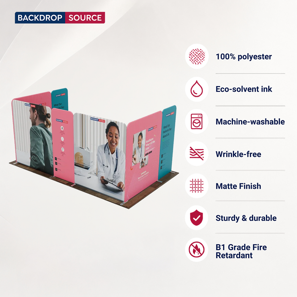 16.4x10 Magnetic Fabric Booth Wall with 7 Panels