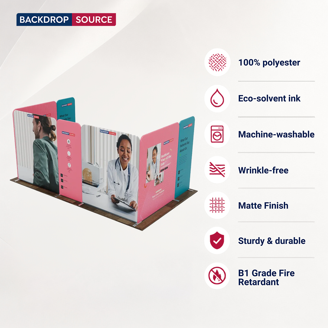 16.4x10 Magnetic Fabric Booth Wall with 7 Panels